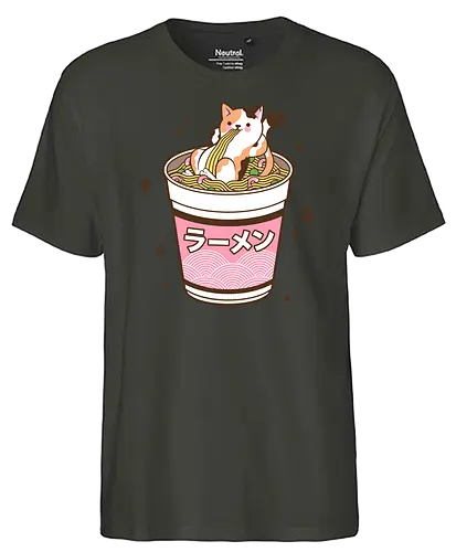 Just chillin in Ramen - ramen, cat, katze, cup noodles, cup ramen - Fairtrade T-Shirt