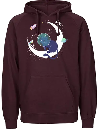 Cat chillin on the moon - cat, katze, Pastel, moon - Fairtrade Hoodie