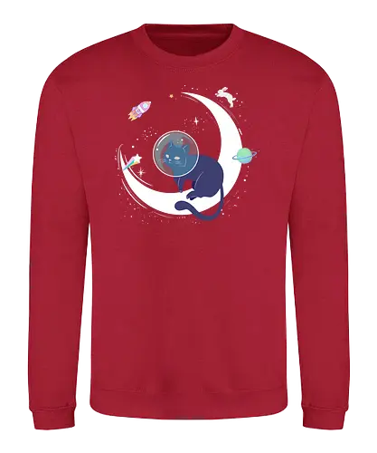 Cat chillin on the moon - cat, katze, Pastel, moon - Sweatshirt