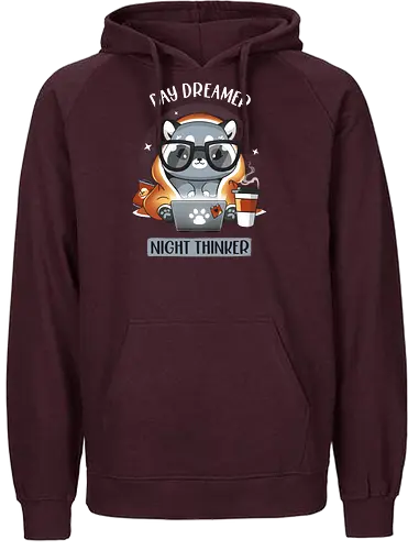 Nocturnal Personality - tagträumen, träume, raccoon, waschbär, drm - Fairtrade Hoodie