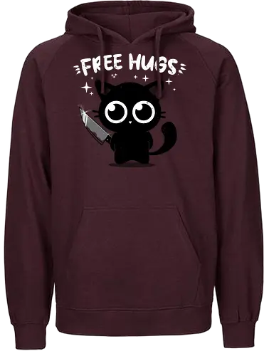 Free Kitty Hugs - cat, knife, Hugs, cuddle - Fairtrade Hoodie