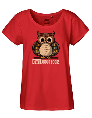 OWL About Books - cute, owl, bird - Fairtrade Girl Shirt