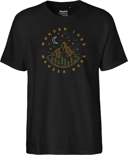 Wonder Less, Wander More - wandern, wonder, nature, outside - Fairtrade T-Shirt