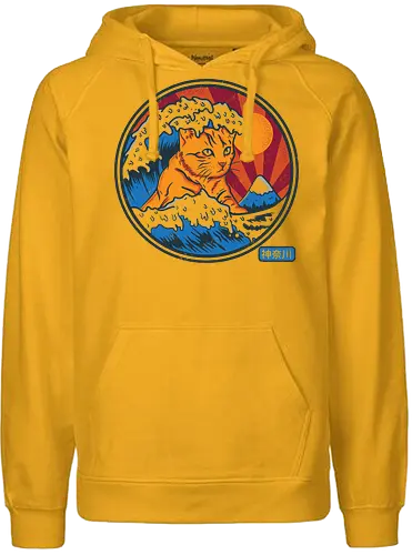 CATnagawa wave - wave, kanagawa, fuji, katze, cat - Fairtrade Hoodie