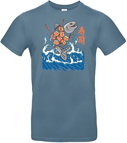 Salmon Sushi in the Wave - sushi, lachs, salmon, japan - Standard T-Shirt