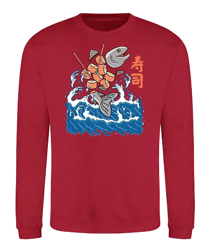 Salmon Sushi in the Wave - sushi, lachs, salmon, japan - Sweatshirt