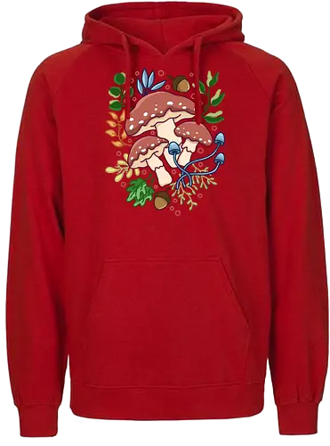 Mushroom and Floral - mushroom, pilz, plant, Floral - Fairtrade Hoodie