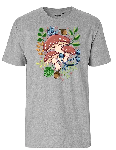Mushroom and Floral - mushroom, pilz, plant, Floral - Fairtrade T-Shirt