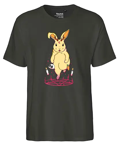 Summoning Cute Jackalope Yellow - summon, pentagram, bunny - Fairtrade T-Shirt