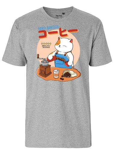 Neko Barista - katze, cat, neko, coffee, kaffee - Fairtrade T-Shirt