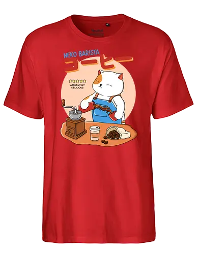 Neko Barista - katze, cat, neko, coffee, kaffee - Fairtrade T-Shirt