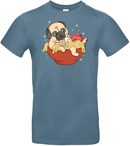 Little Pug and Ramen - mops, pug, ramen, japan, food - Standard T-Shirt