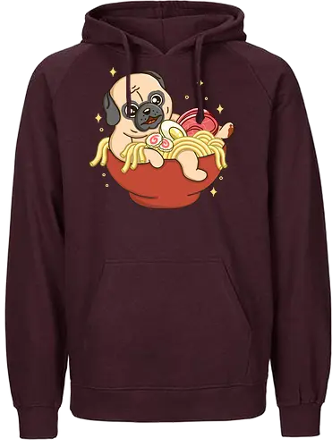 Little Pug and Ramen - mops, pug, ramen, japan, food - Fairtrade Hoodie