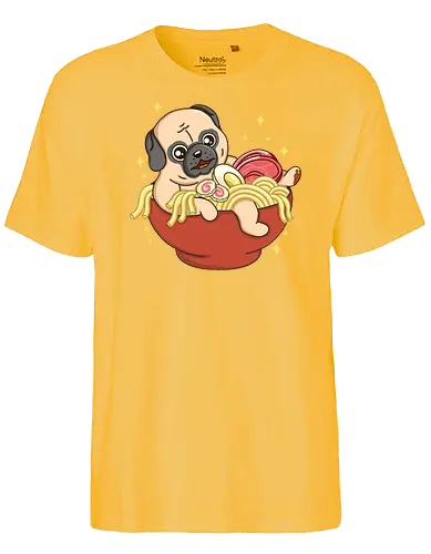 Little Pug and Ramen - mops, pug, ramen, japan, food - Fairtrade T-Shirt