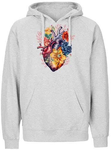 Heart and Flower - life, leben, herz, blumen, beautiful - Fairtrade Hoodie