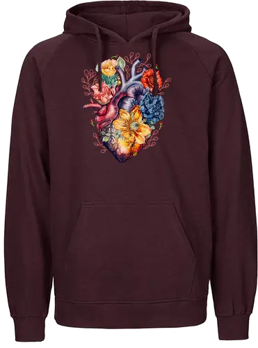 Heart and Flower - life, leben, herz, blumen, beautiful - Fairtrade Hoodie