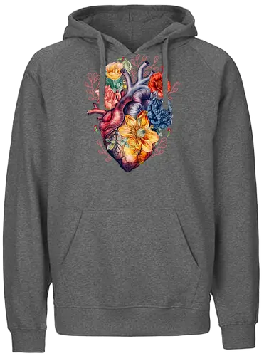 Heart and Flower - life, leben, herz, blumen, beautiful - Fairtrade Hoodie