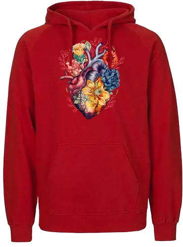 Heart and Flower - life, leben, herz, blumen, beautiful - Fairtrade Hoodie
