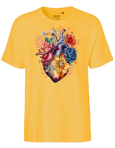 Heart and Flower - life, leben, herz, blumen, beautiful - Fairtrade T-Shirt