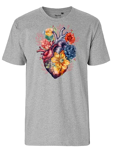 Heart and Flower - life, leben, herz, blumen, beautiful - Fairtrade T-Shirt
