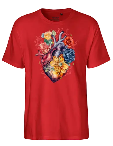 Heart and Flower - life, leben, herz, blumen, beautiful - Fairtrade T-Shirt