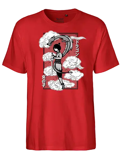 The Girl and the Dragon - dragon, girl, chiConsolee - Fairtrade T-Shirt