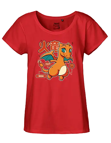 Fire Dragon - pocket, monster, fire, dragon, drache - Fairtrade Girl Shirt