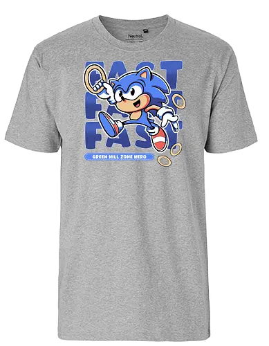 Green Hill Zone Hero - fast, hedgehog, igel, gaming - Fairtrade T-Shirt