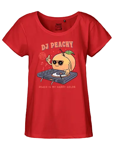 DJ Peachy - pfirsich, dj, music, peach - Fairtrade Girl Shirt