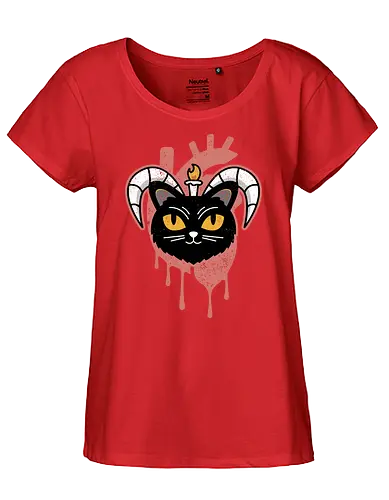 Evil Cat In Your Heart - evil, cat, baphomet, devil, katze - Fairtrade Girl Shirt