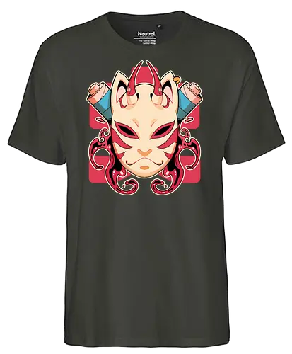 Fire Spirit - fire, feuer, maske, kitsune, fox, fuchs - Fairtrade T-Shirt