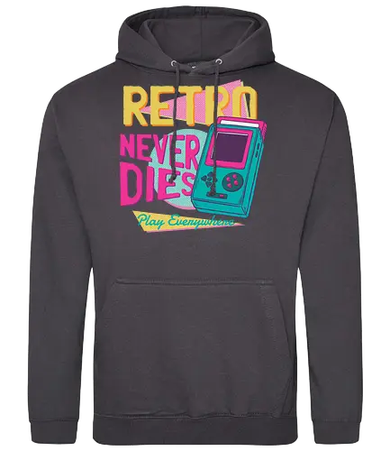Retro Never Dies - retro, handheld, 80s, 90s, neon - Standard Hoodie