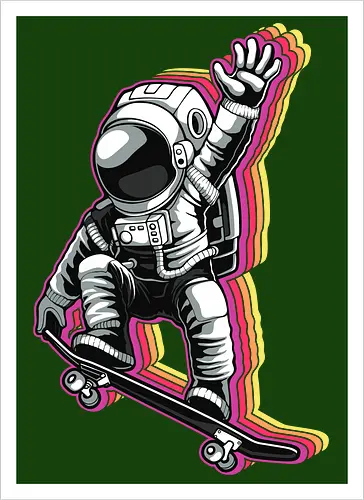 Skater Astronaut - astronaut, skater, Skating, space - Artprint