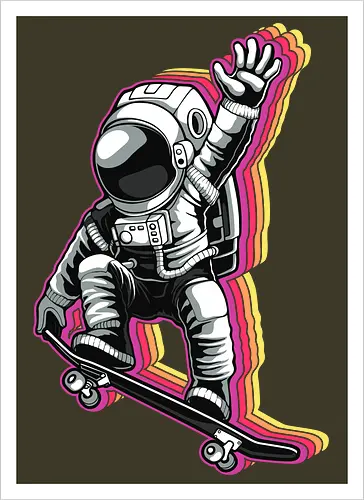 Skater Astronaut - astronaut, skater, Skating, space - Artprint