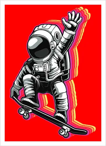 Skater Astronaut - astronaut, skater, Skating, space - Artprint