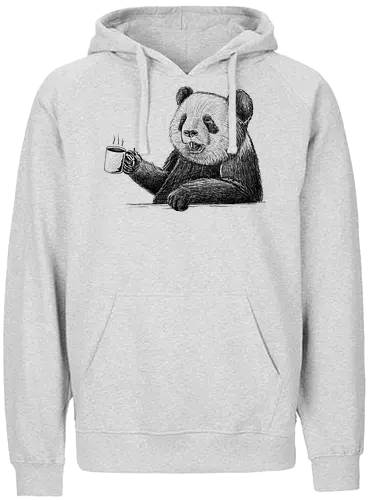 Coffee Panda - panda, coffee, müde, tired, kaffee - Fairtrade Hoodie