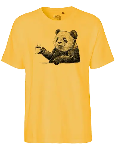 Coffee Panda - panda, coffee, müde, tired, kaffee - Fairtrade T-Shirt