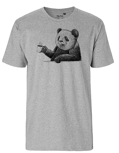 Coffee Panda - panda, coffee, müde, tired, kaffee - Fairtrade T-Shirt
