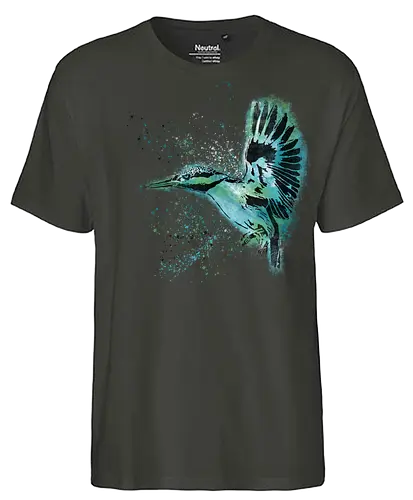 Eisvogel /  Kingfisher - Eisvogel, tiere, animal, bird, stencil, art, kunst - Fairtrade T-Shirt