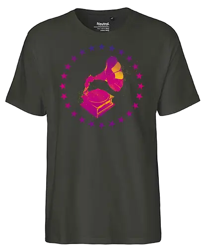 Grammophon Stencil - music, classic, vinyl, musik - Fairtrade T-Shirt