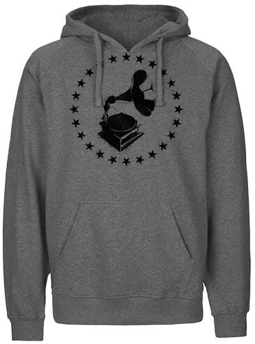 Grammophon Stencil - music, classic, vinyl, musik - Fairtrade Hoodie