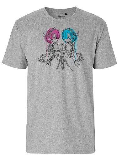 Twins v2 - anime, twins, oni, Rem, Ram, zero - Fairtrade T-Shirt