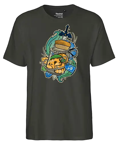 Milk in Bottle - cat, katze, Potion, Milch, milk, gaming, Hero of Time - Fairtrade T-Shirt
