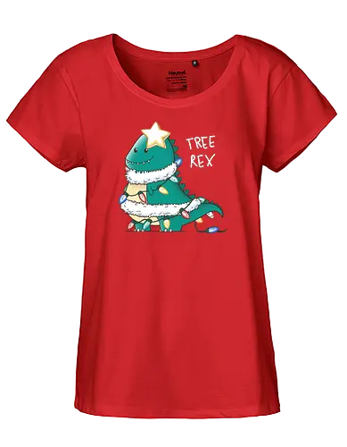Tree Rex - christmas, weihnachten, t-rex, dinosaurier, tyrannosaurus - Fairtrade Girl Shirt