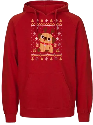 Reindeer Puppy - weihnachten, christmas, mops, pug, Ugly swter, Ugly christmas swter - Fairtrade Hoodie