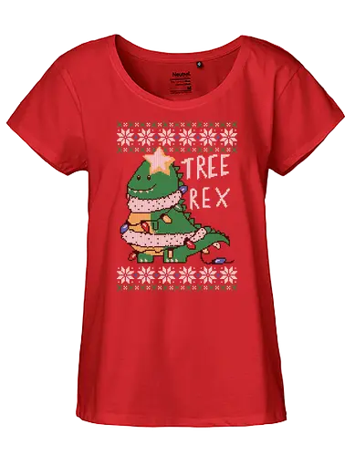 Tree Rex - tree rex, christmas, weihnachten, trex, Ugly christmas swter - Fairtrade Girl Shirt