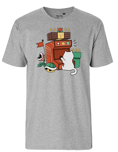 Gamer Cat - arcade, cat, katze, mario, 8bit, retro - Fairtrade T-Shirt
