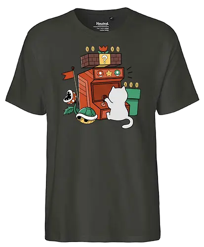 Gamer Cat - arcade, cat, katze, mario, 8bit, retro - Fairtrade T-Shirt