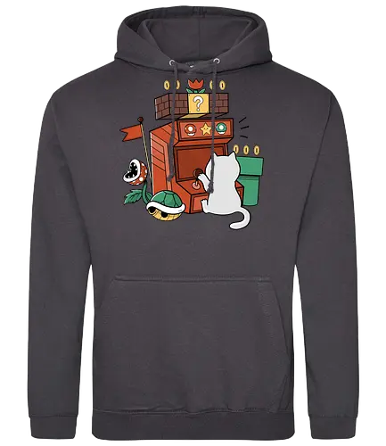 Gamer Cat - arcade, cat, katze, mario, 8bit, retro - Standard Hoodie