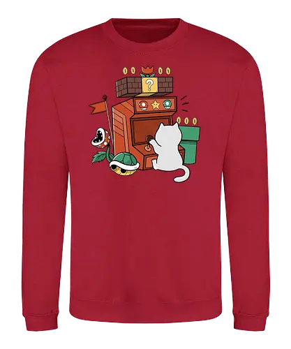 Gamer Cat - arcade, cat, katze, mario, 8bit, retro - Sweatshirt